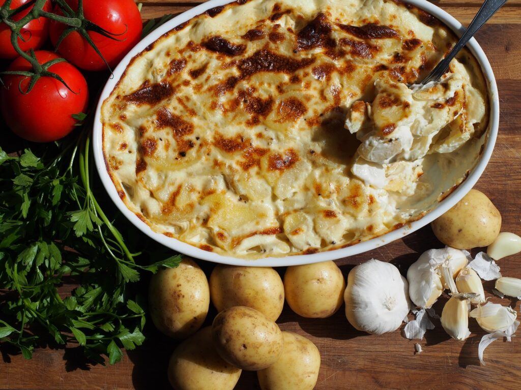 Cheese and herb potato gratin